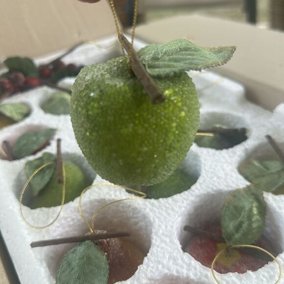 Decorative Glazed Beaded Fruit Tree Ornaments 21 total - Picture 6 of 7